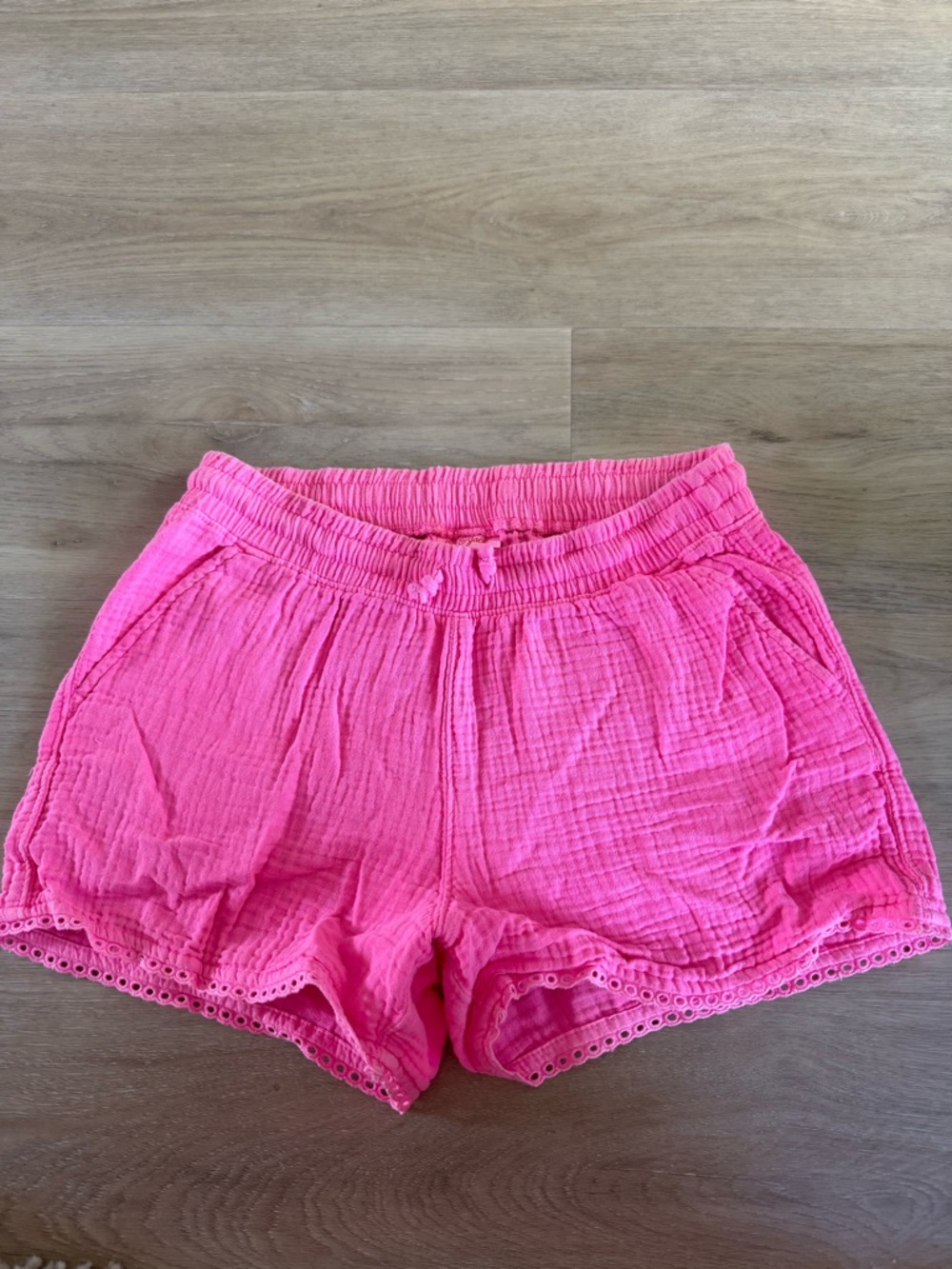 Cat & Jack Bright Pink Eyelet-Trim High Waist Shorts
